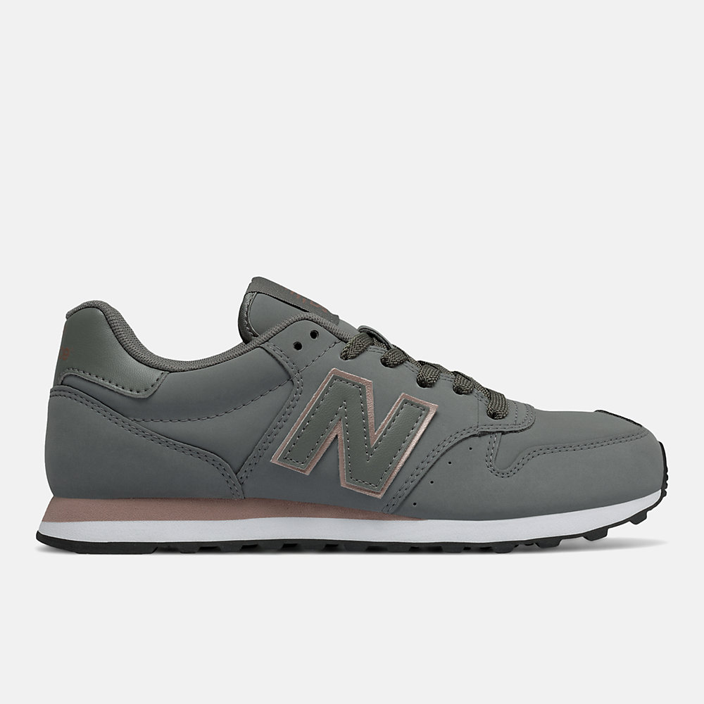 New Balance 500 Classic Shoes Grey with Rose Gold